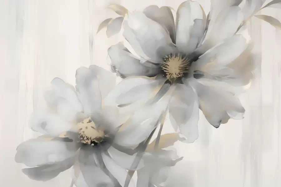 murales de pared Flores grandes imitación de acuarela difuminada w03073