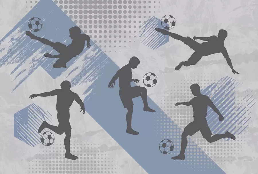 murales de pared Futbolistas en movimiento w03001v1