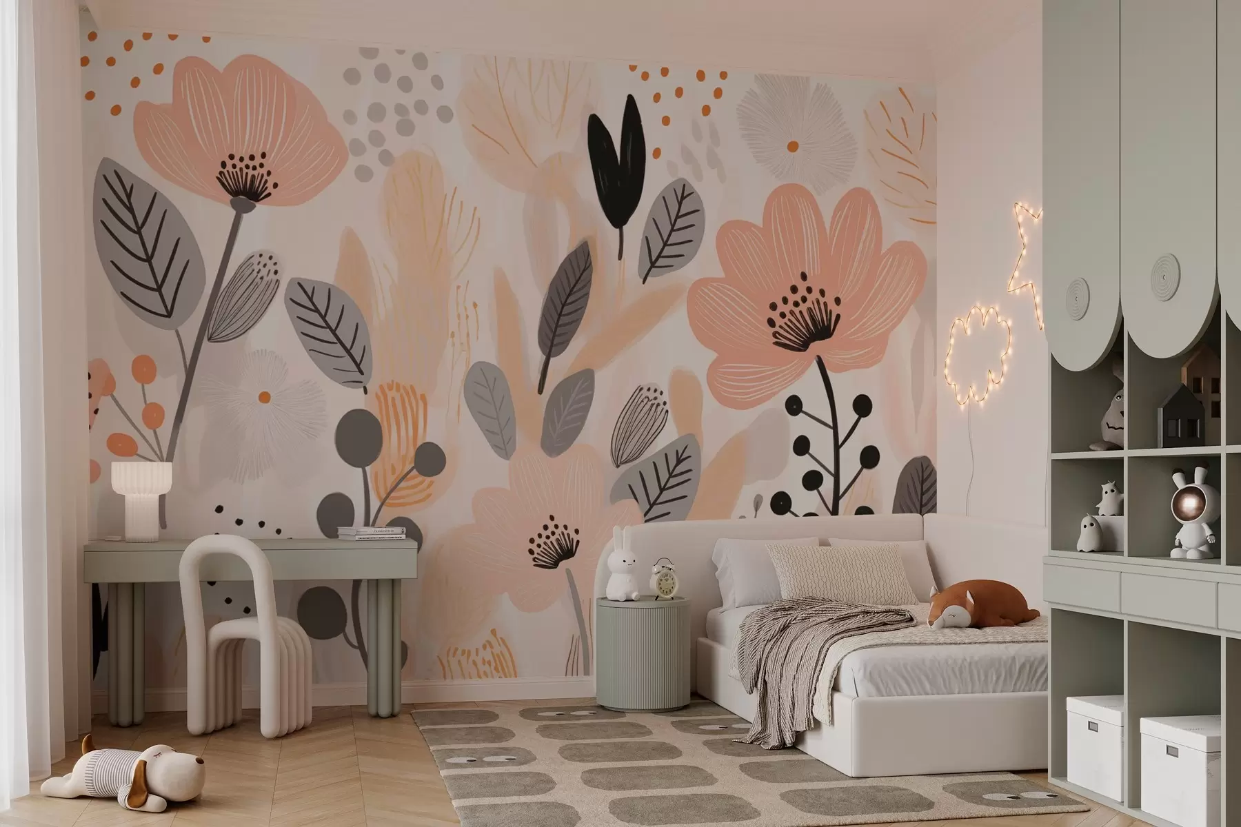 murales de pared Bonito diseño floral w03126