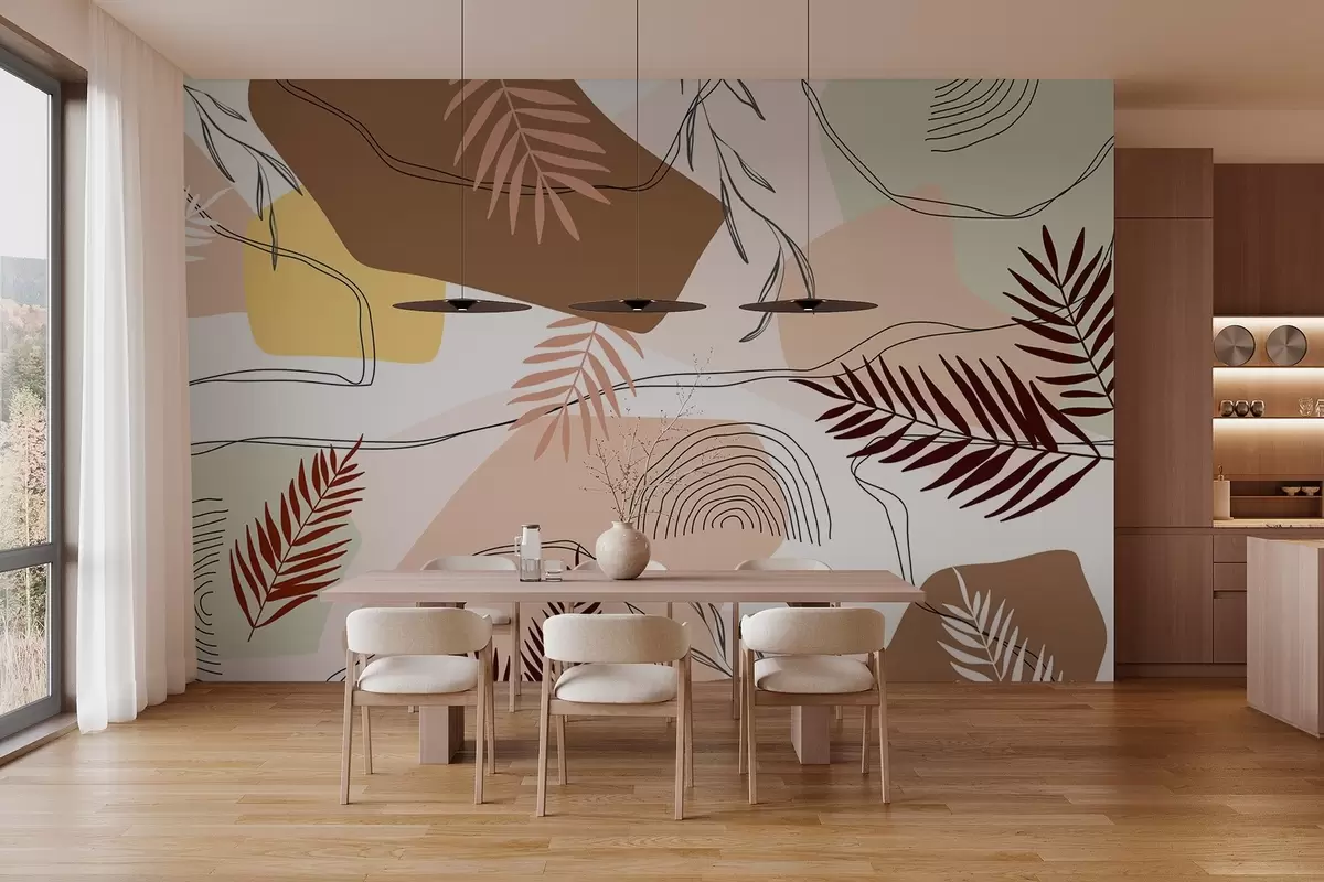 murales de pared Diseño botánico abstracto w03092