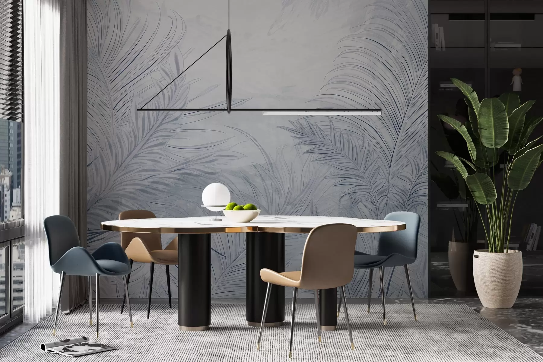 murales de pared Elegantes hojas grunge w03207v1