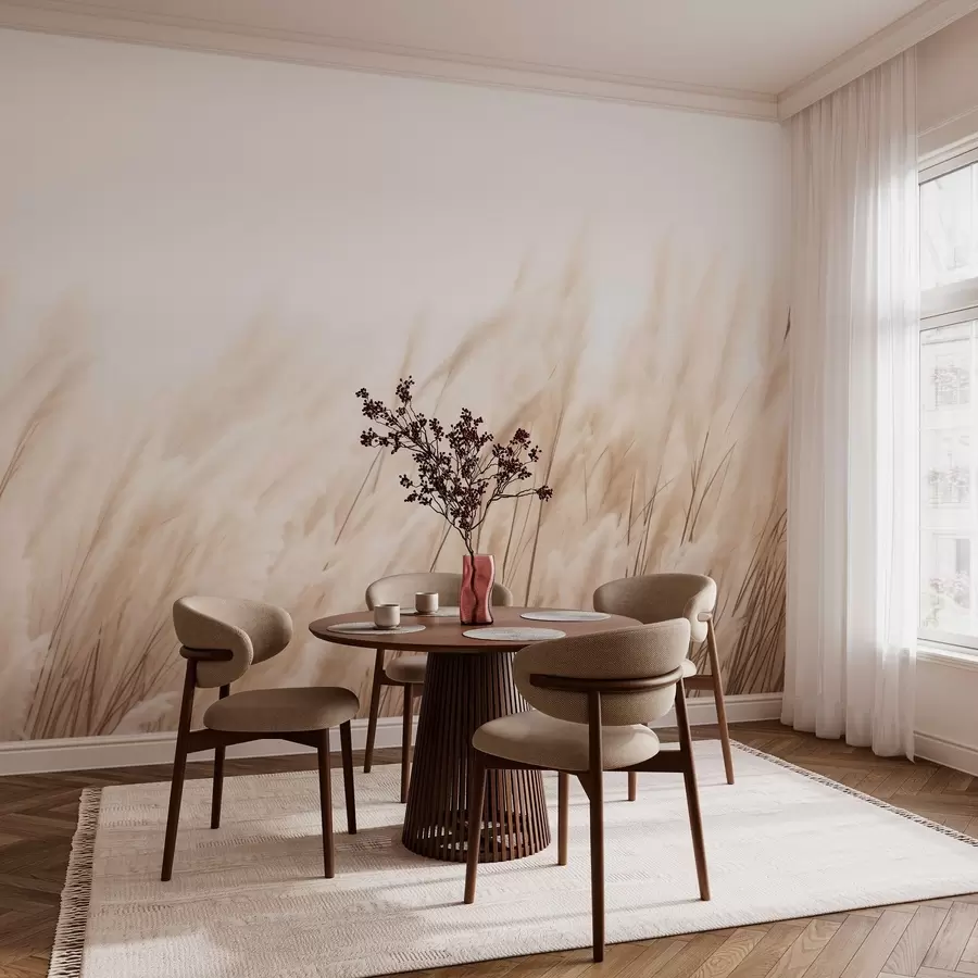 murales de pared Espiguillas en colores beige pastel w03244