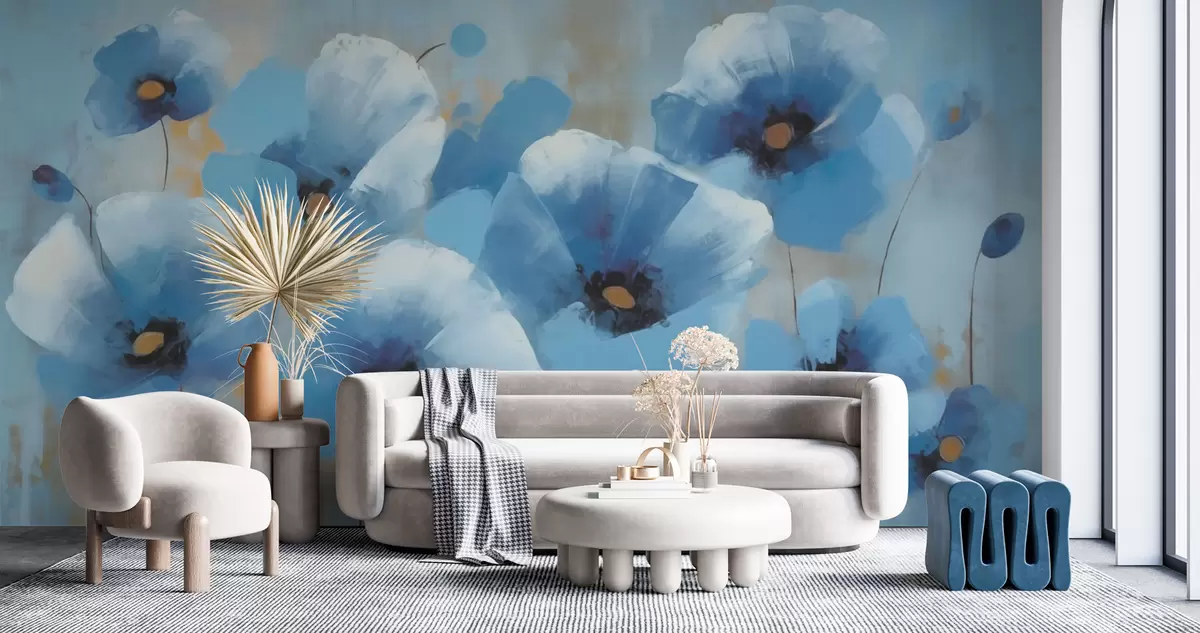 murales de pared Grandes flores azules w03233