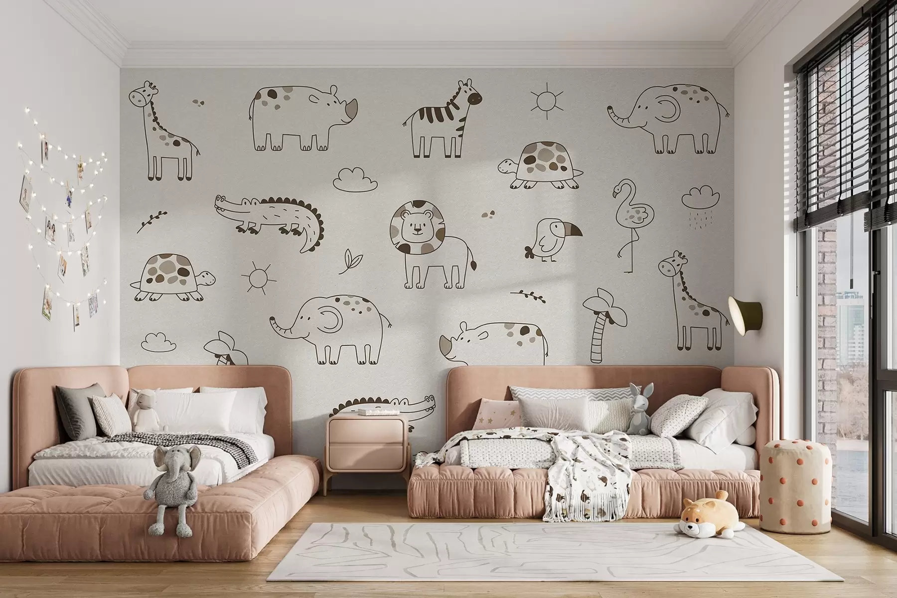 murales de pared Animales de estilo infantil w03313