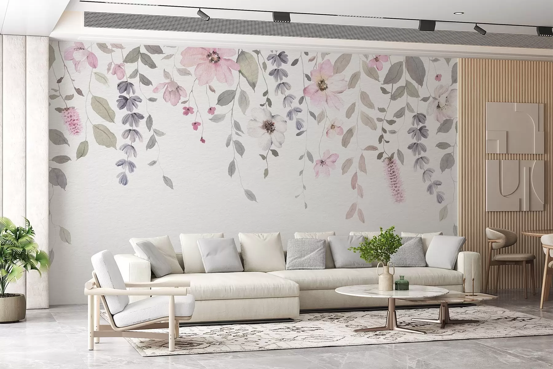 murales de pared Flores y hojas colgantes de acuarela w03315
