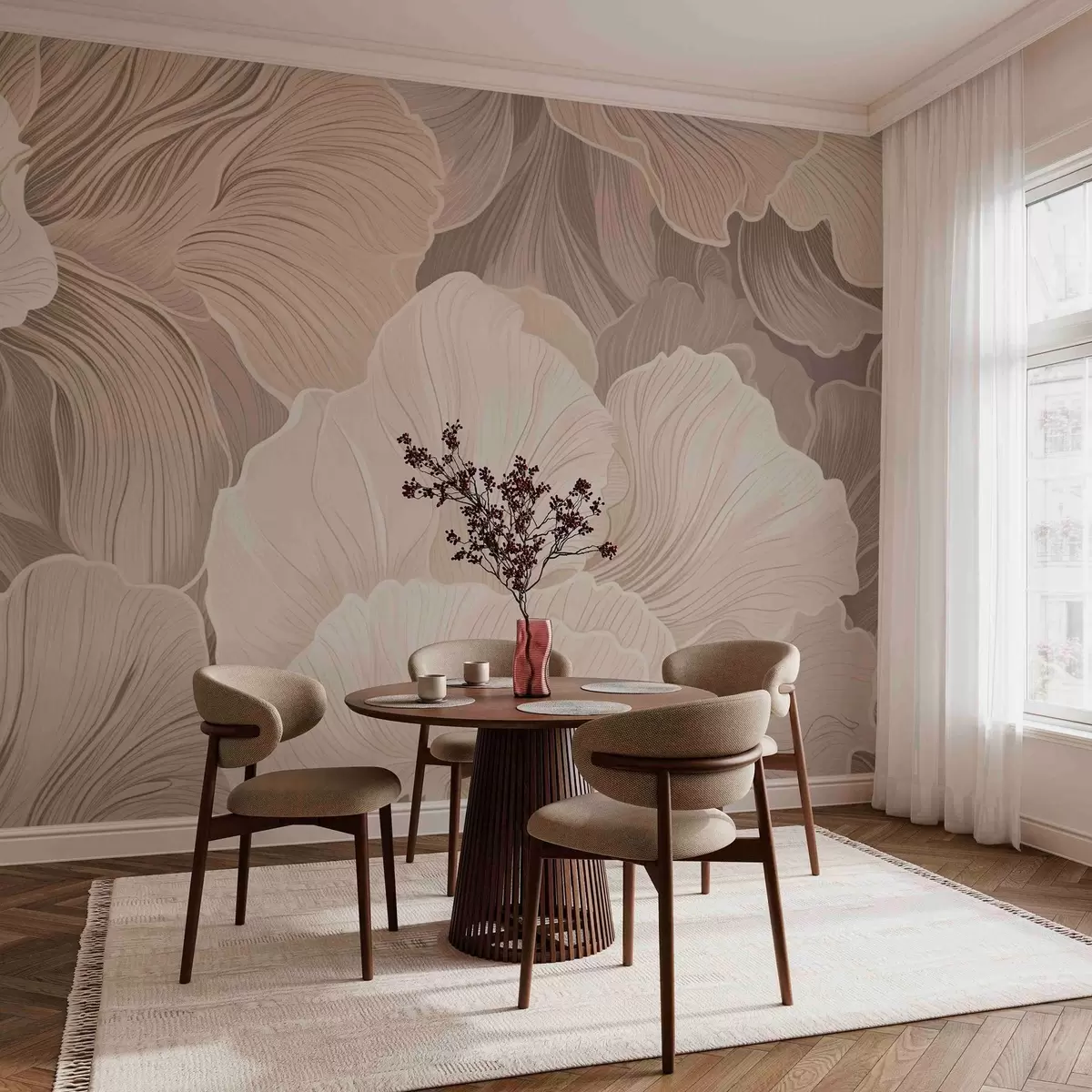 murales de pared Pétalos de flores delicadas de moda en colores pastel w03385