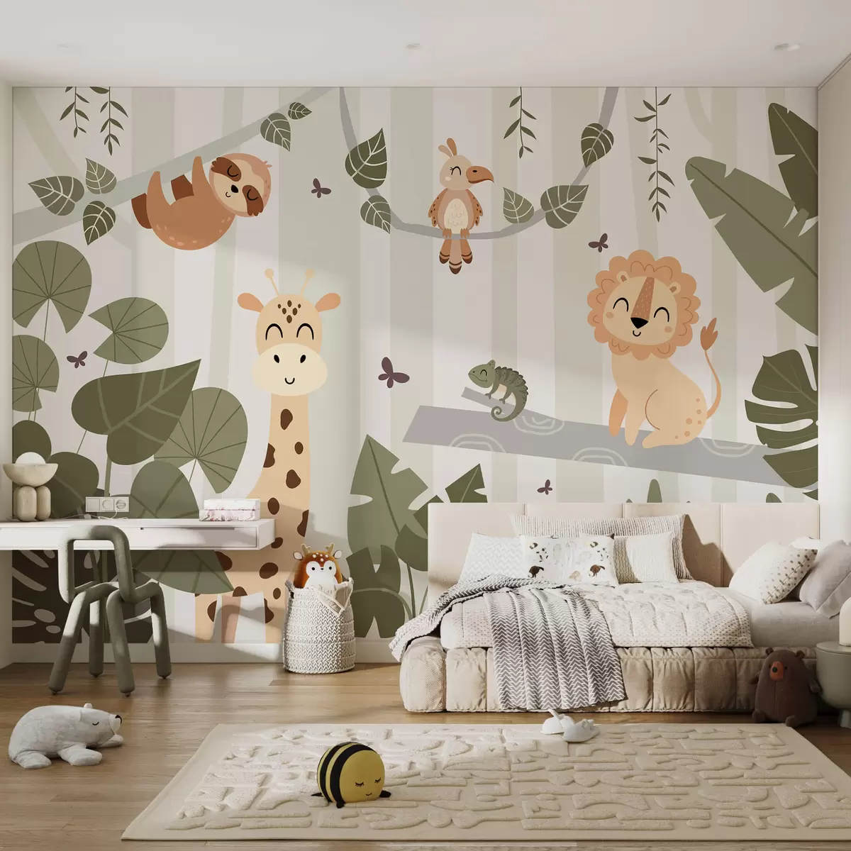 murales de pared Paisaje con animales tropicales w03376