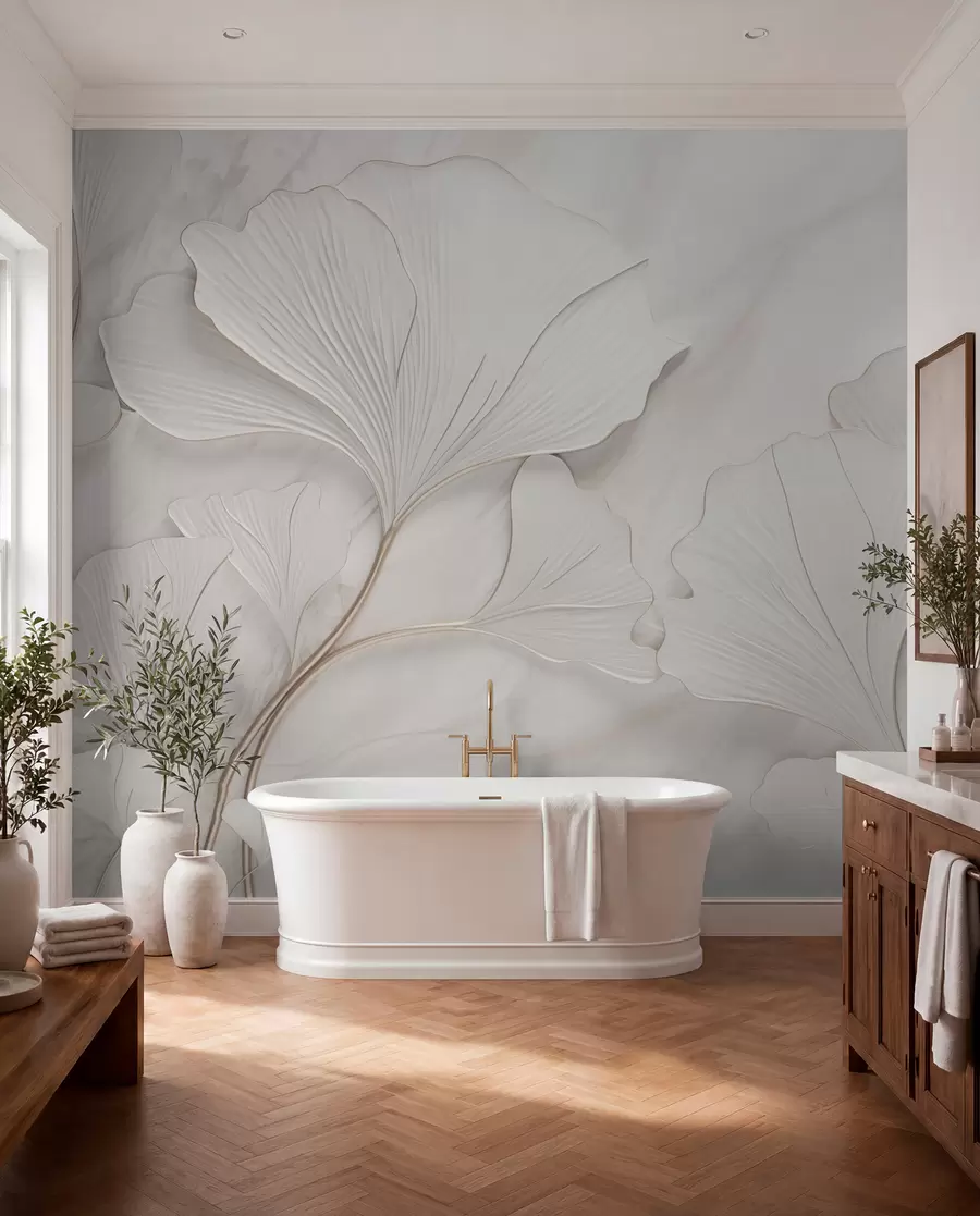 murales de pared Hojas blanco tiza w03440