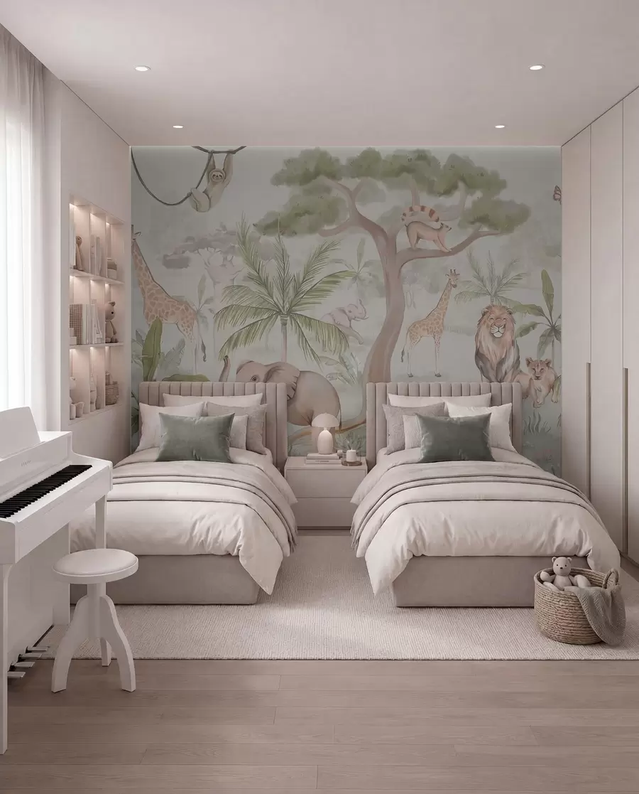murales de pared Panorama de selva con animales w03444