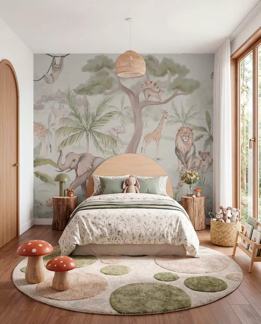 murales de pared Panorama de selva con animales w03444