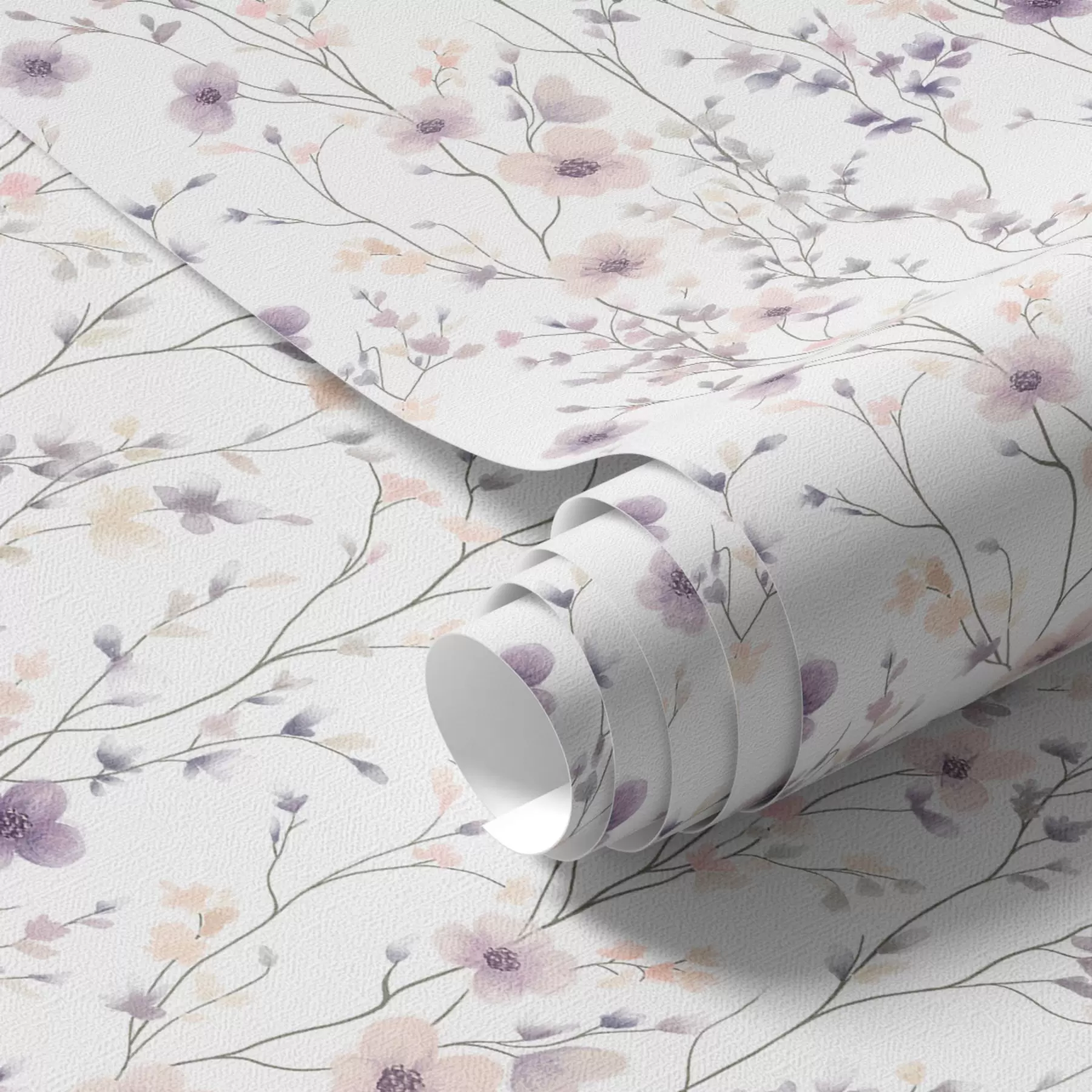 murales de pared Pequeñas flores silvestres de tallos finos sobre fondo claro a00003