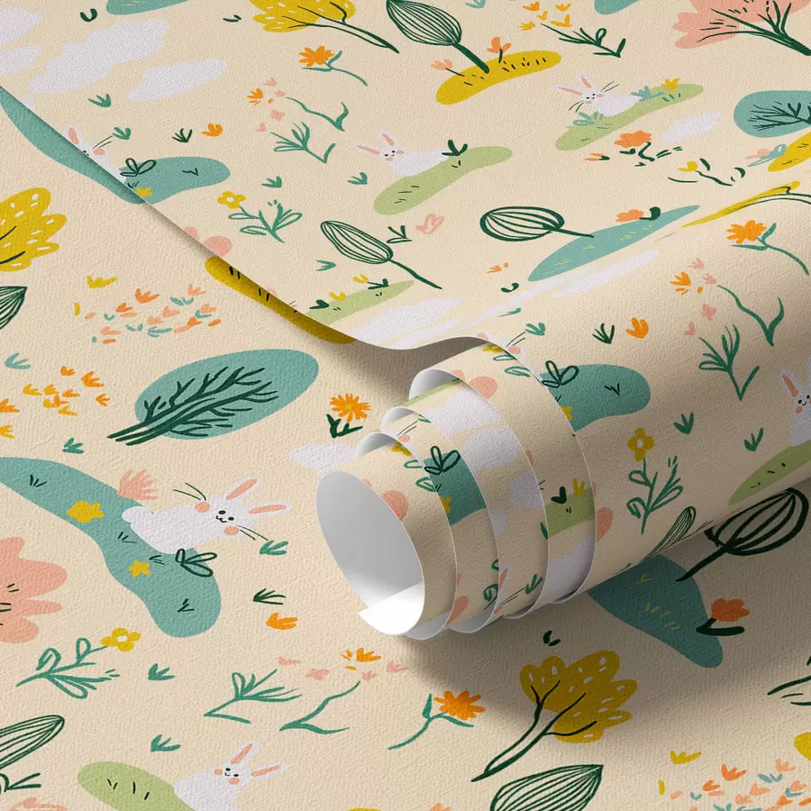 murales de pared Árboles pequeños y conejos a00081