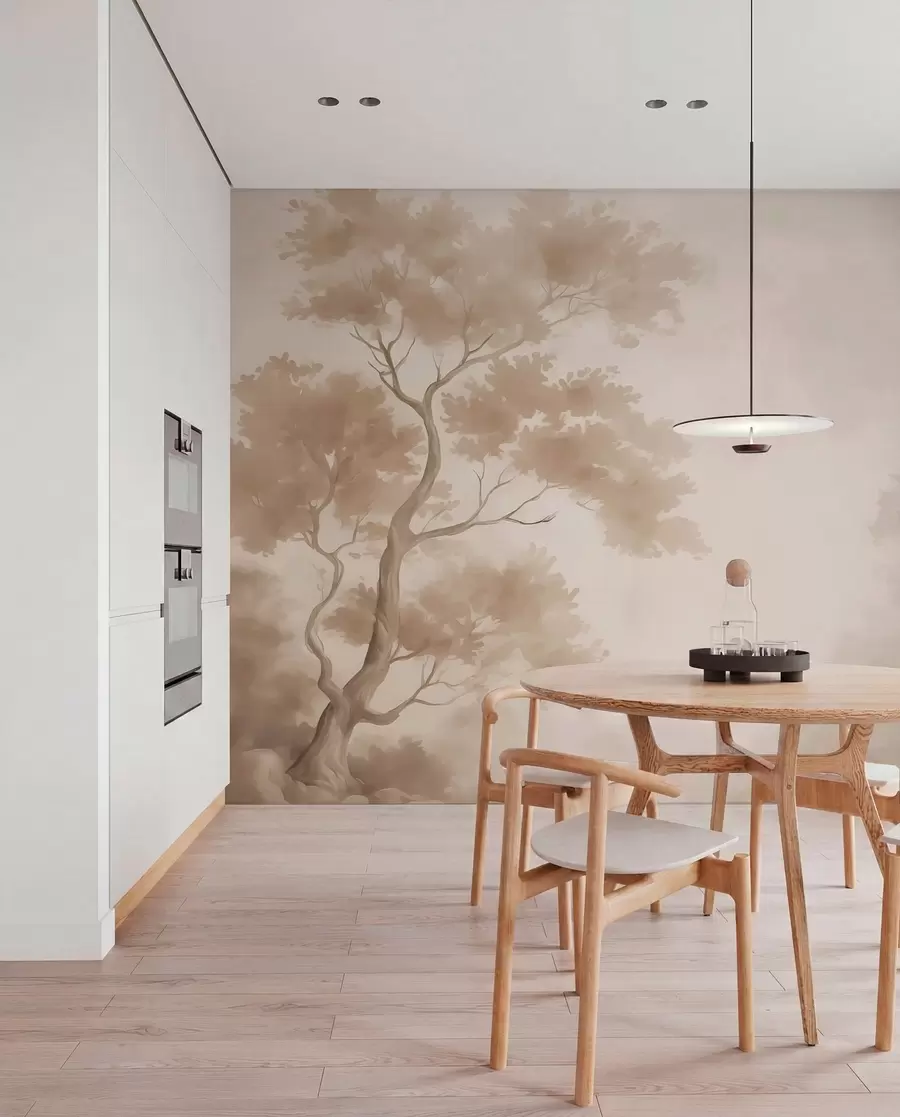 murales de pared Árbol imitación acuarela difuminada w03471