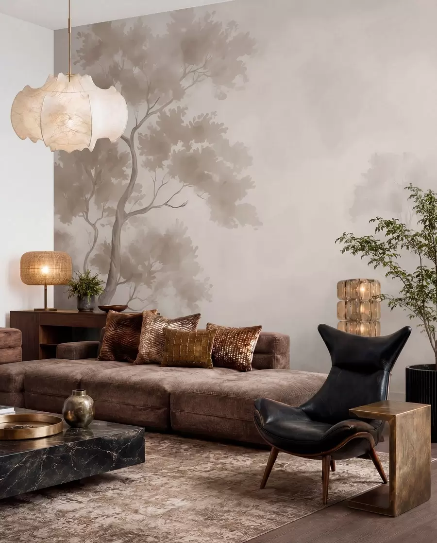 murales de pared Árbol imitación de acuarela difuminada  w03471v1