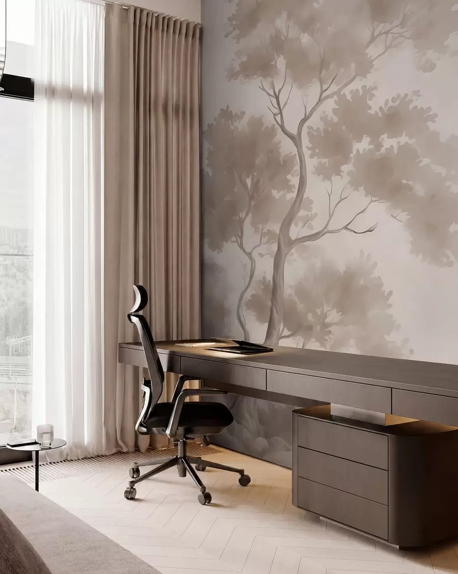 murales de pared Árbol imitación de acuarela difuminada  w03471v1
