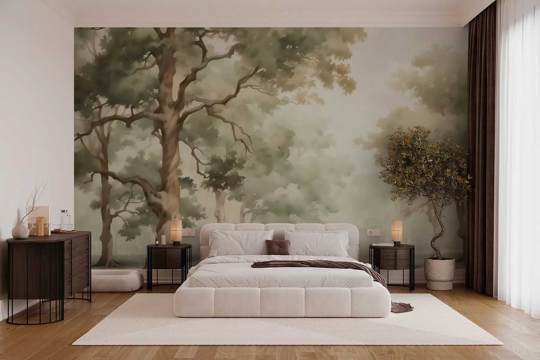 murales de pared Robledal imitación de acuarela difuminada w03465