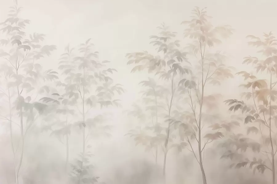 murales de pared Árboles imitación acuarela colores cálidos w03474