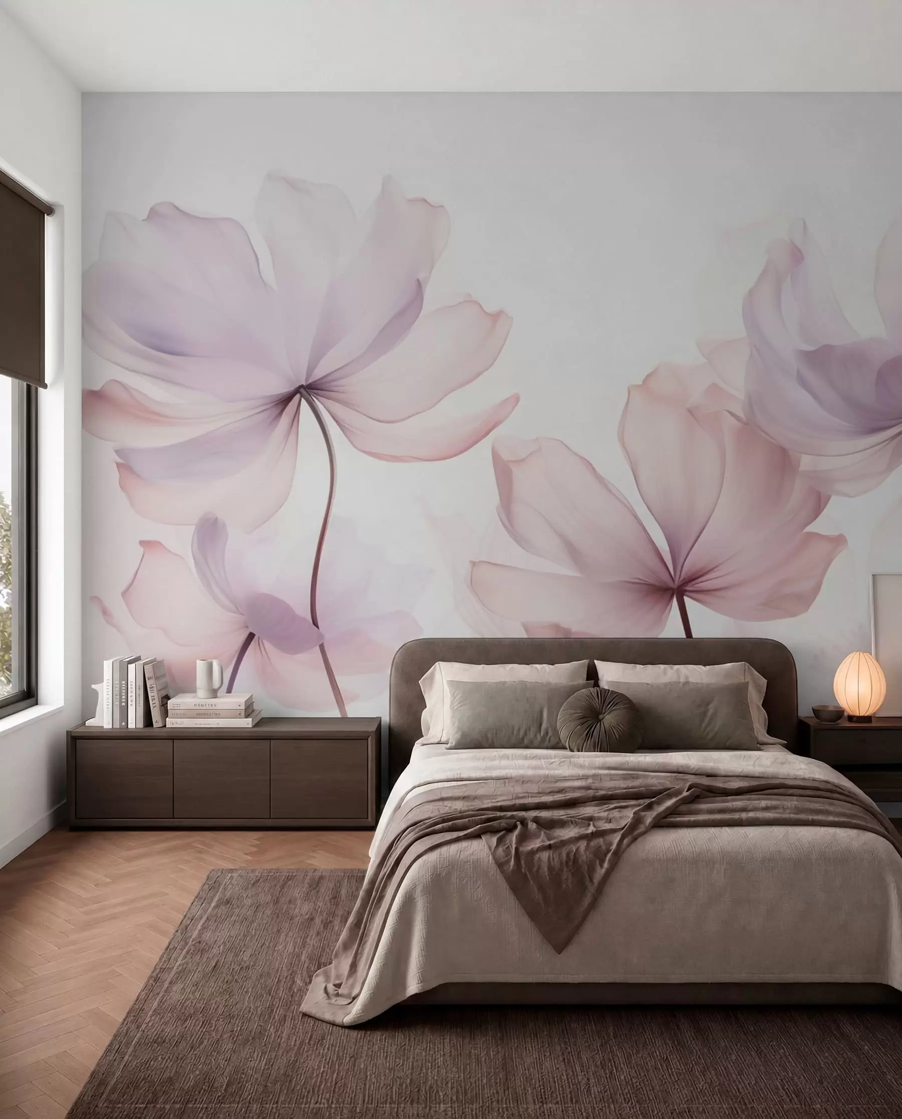 murales de pared Flores rosas y lilas w03521