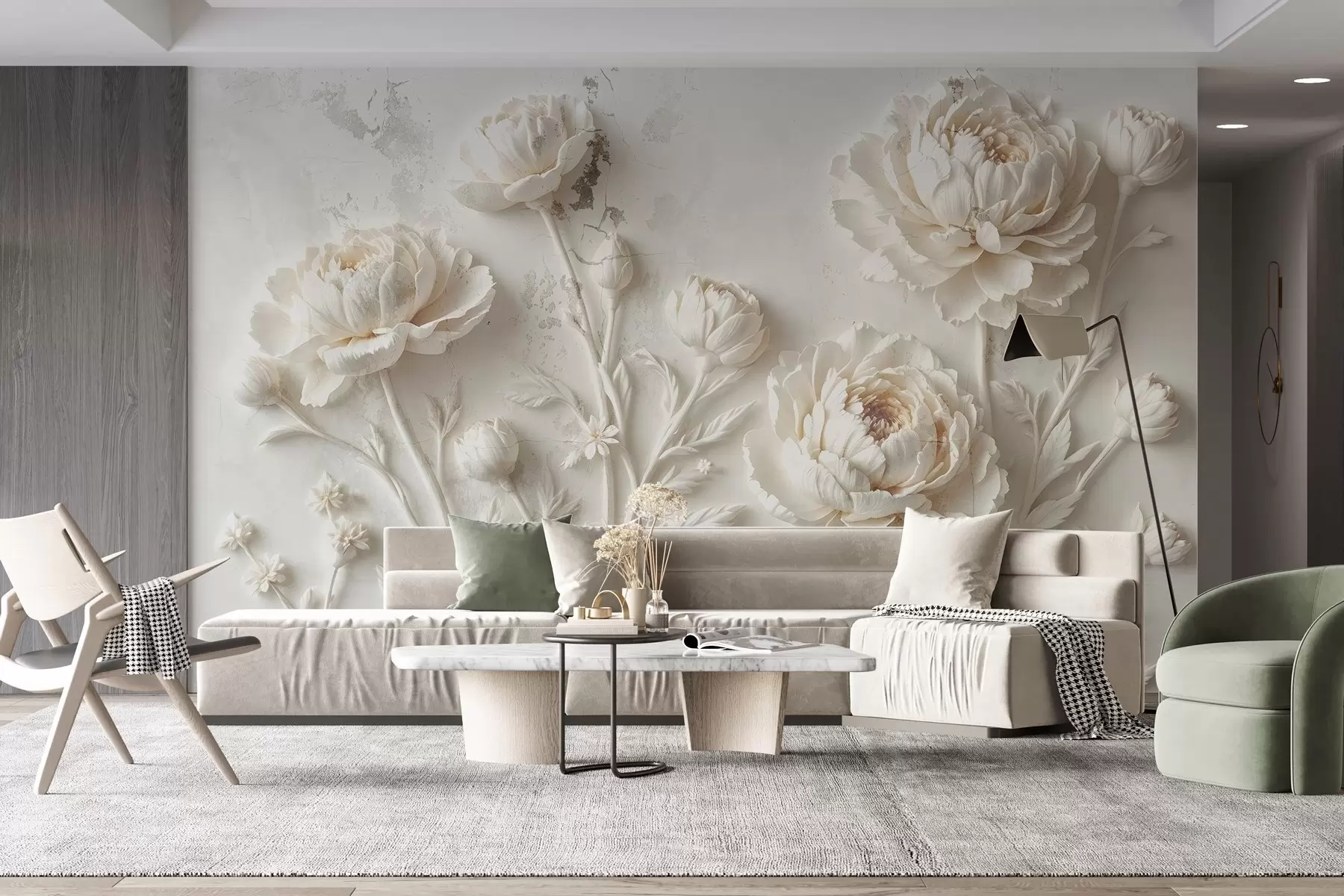 murales de pared Flores sobre fondo de hormigón estilo grunge w03553