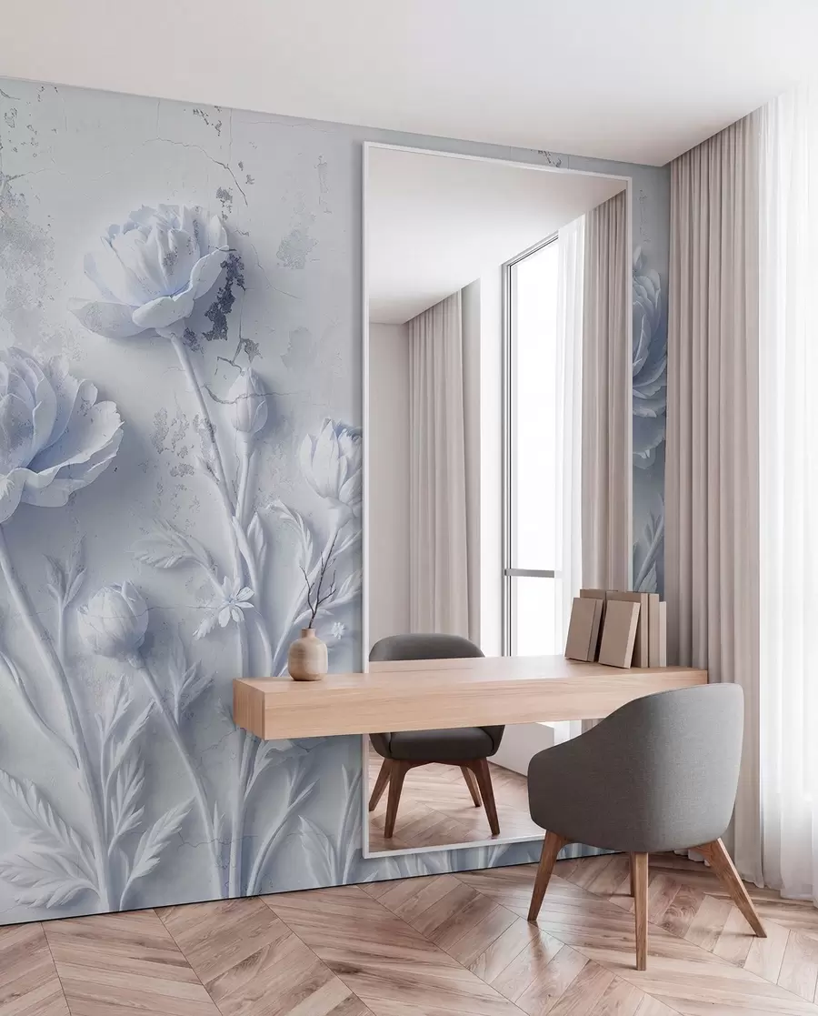 murales de pared Flores sobre fondo de hormigón estilo grunge w03553v1