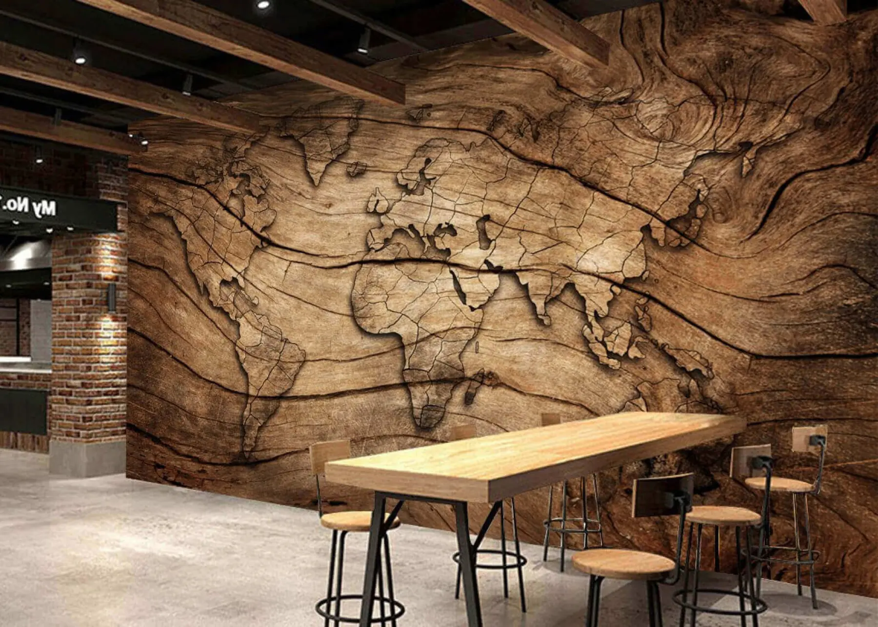murales de pared mapamundi en madera u53146