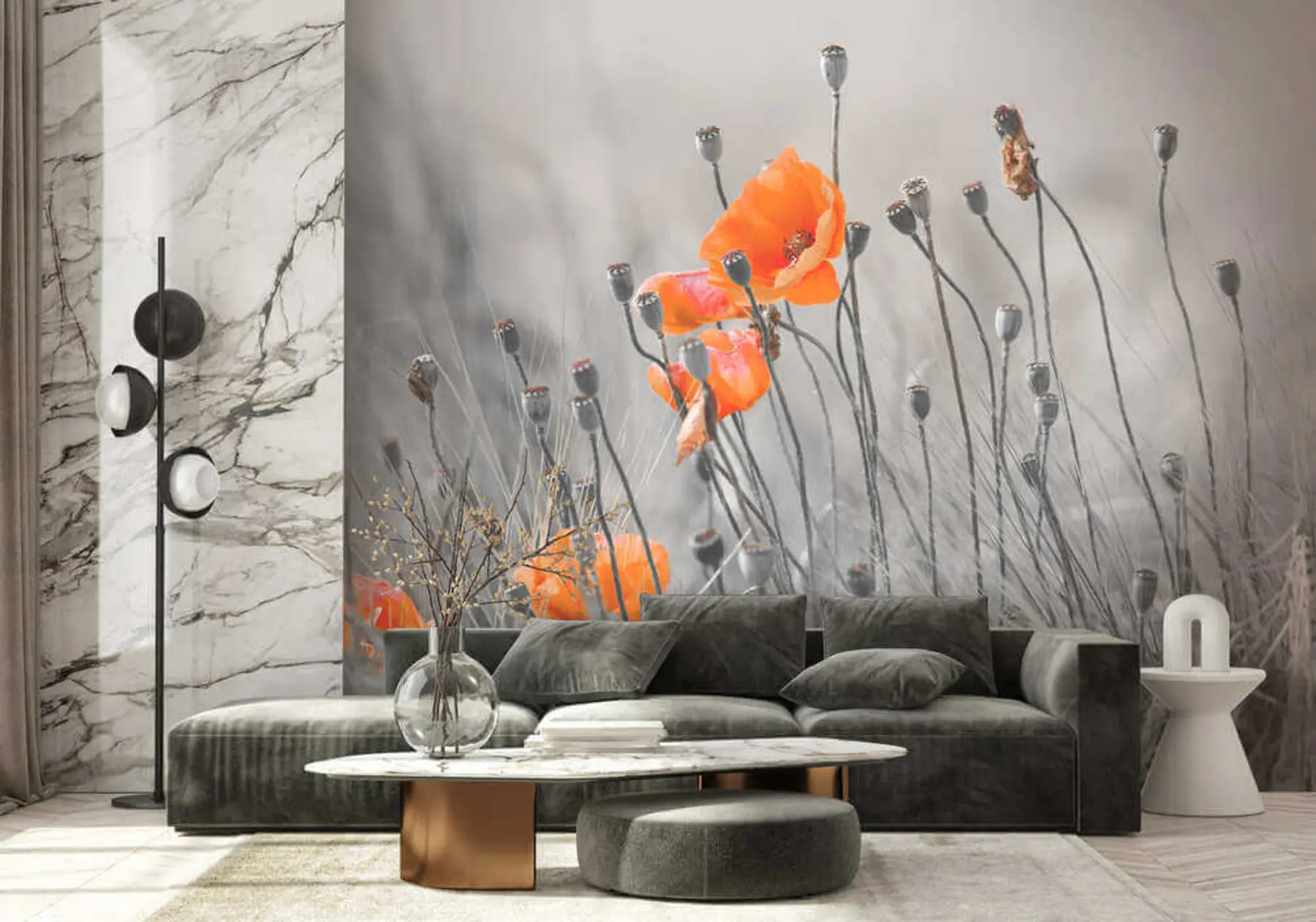 murales de pared amapolas de campo u53411