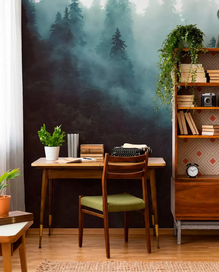 murales de pared Hermoso bosque en la niebla u54118