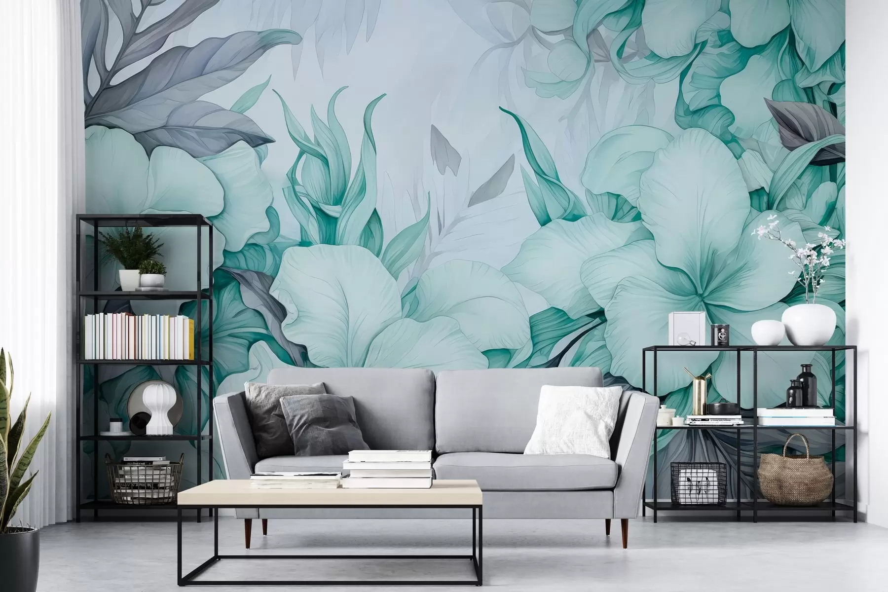 murales de pared Flores tropicales de acuarela w03661v1