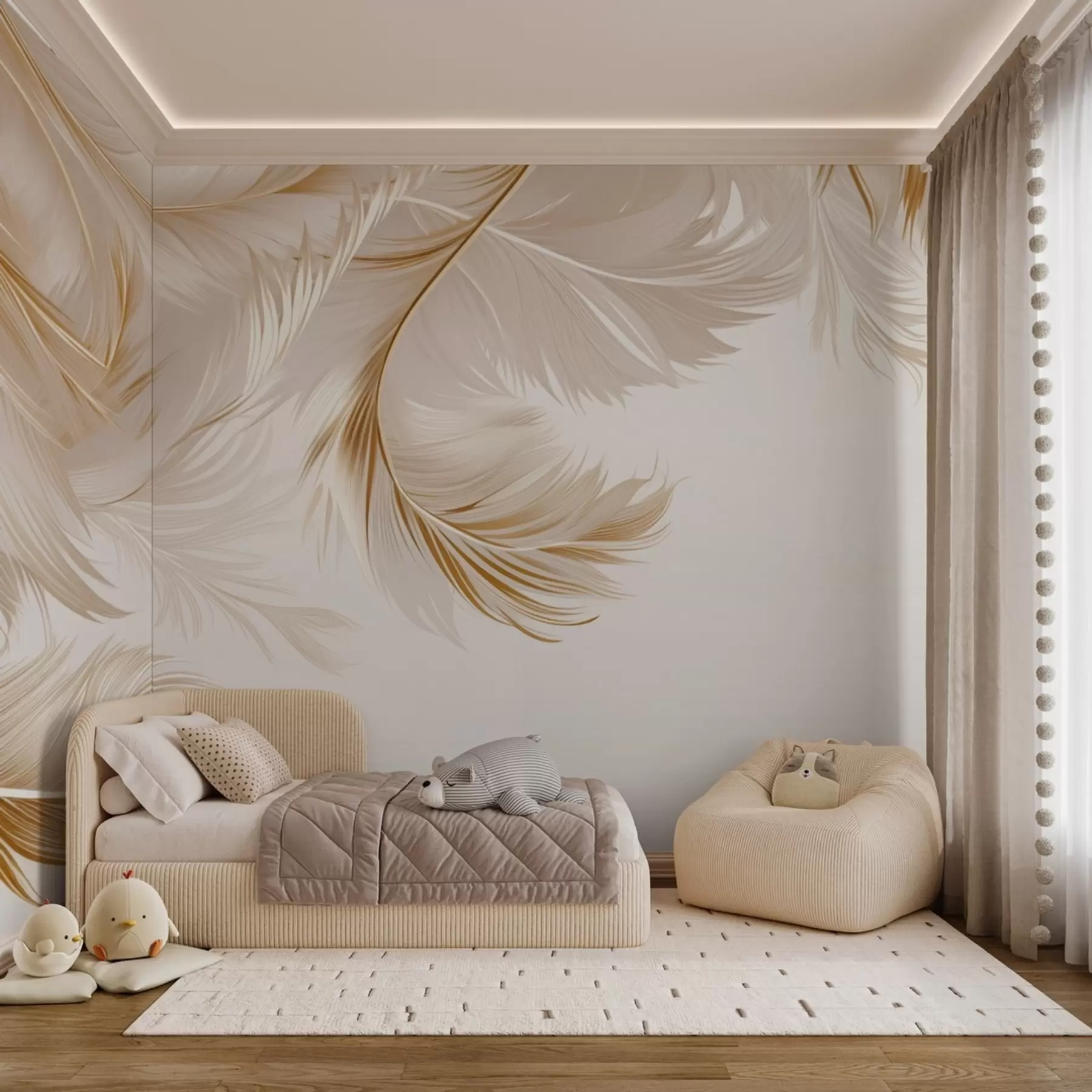 murales de pared Delicadas plumas colgando w03696