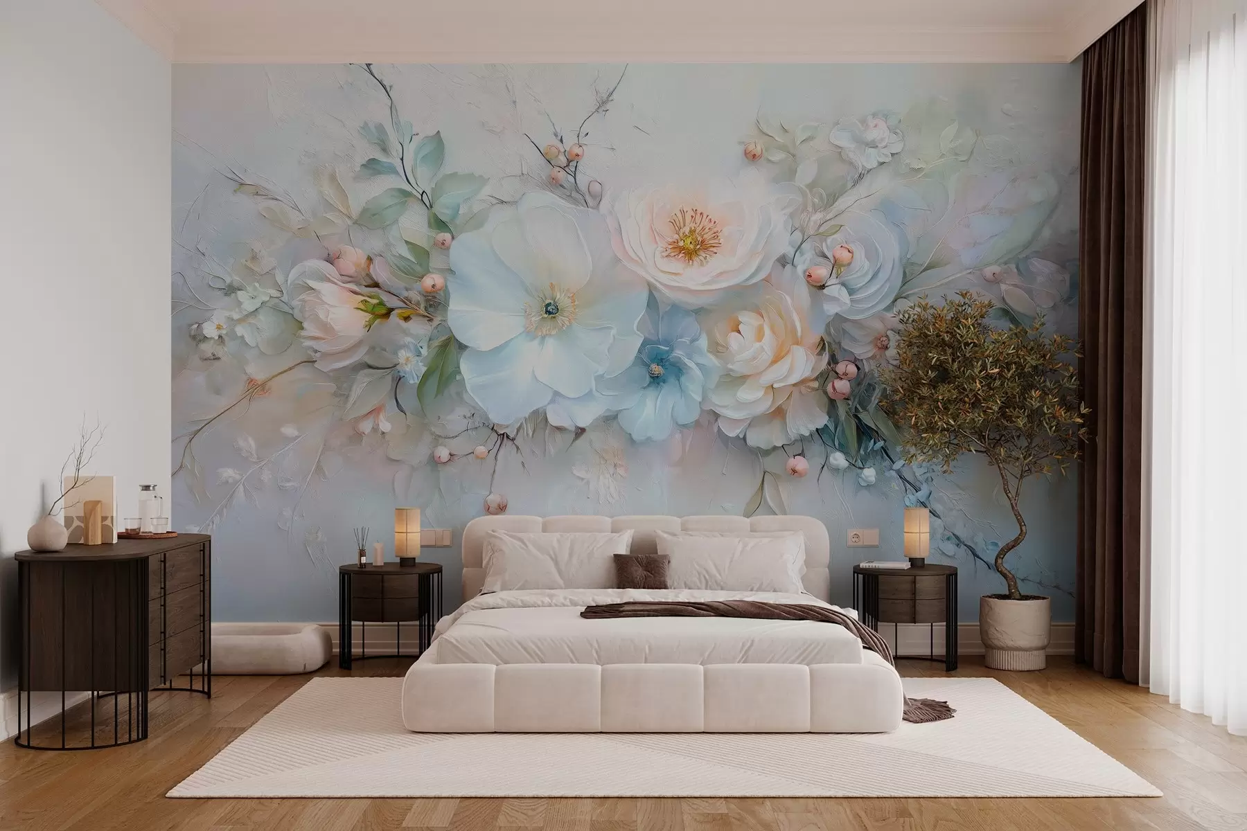 murales de pared arreglo floral al óleo w03618