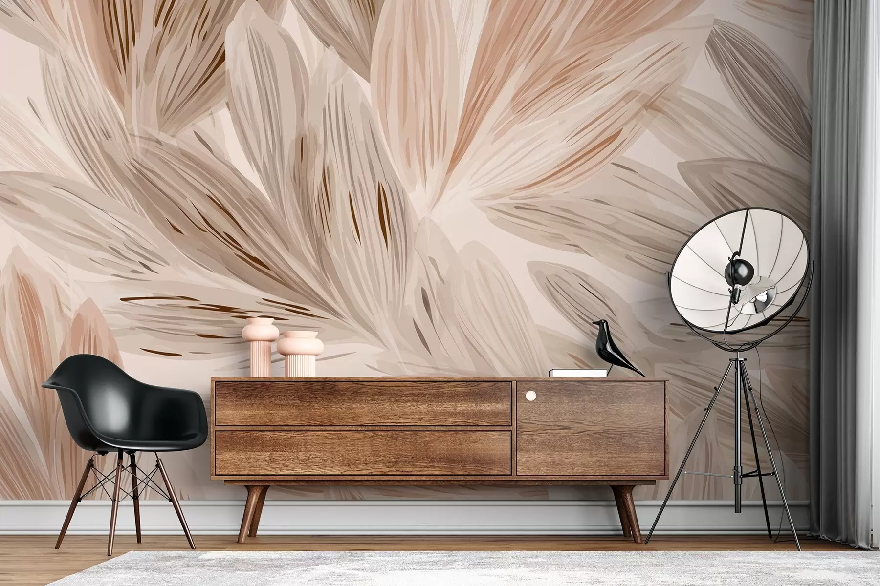 murales de pared Plantas beige, abstracción ligera estilo acuarela w09127