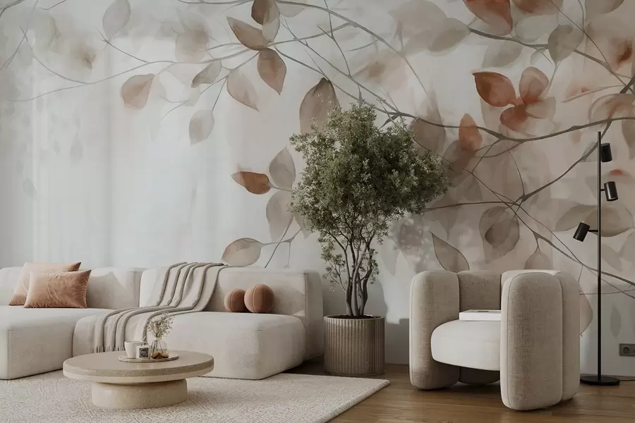 murales de pared Ramas en tonos tierra w09133