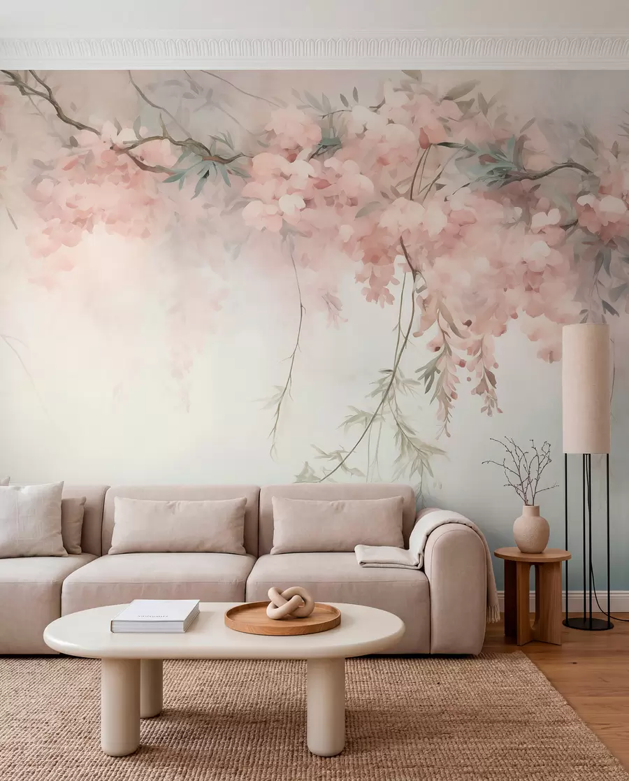 murales de pared Dosel floral en verde salvia w09172v1