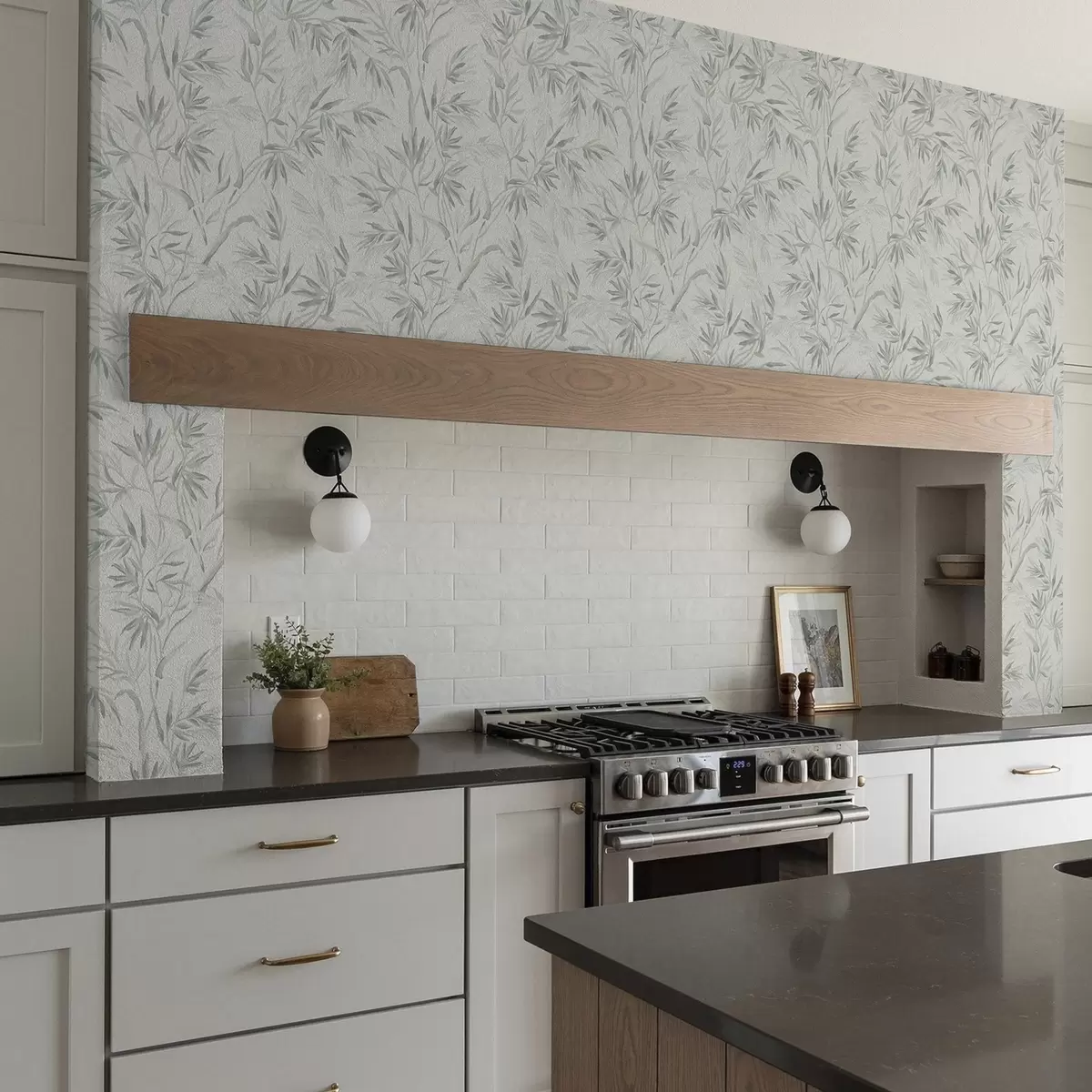 Papel pintado Hojas de acuarela en tonos fríos, diseño minimalista a00225