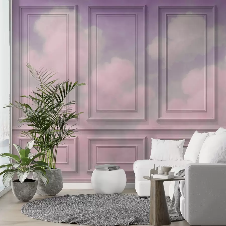 murales de pared Imitación de molduras con nubes aéreas w04110v3