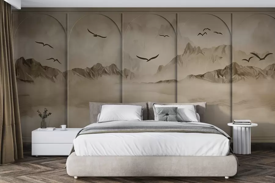 murales de pared Montañas a través de paneles w04134v1
