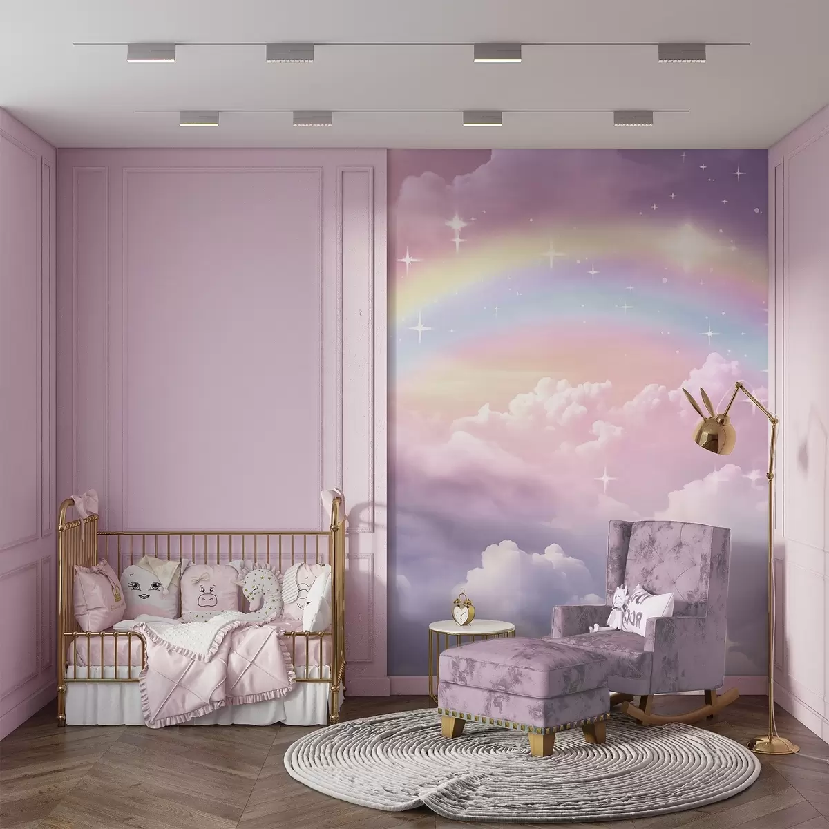 murales de pared Arcoíris entre nubes lavanda w04146