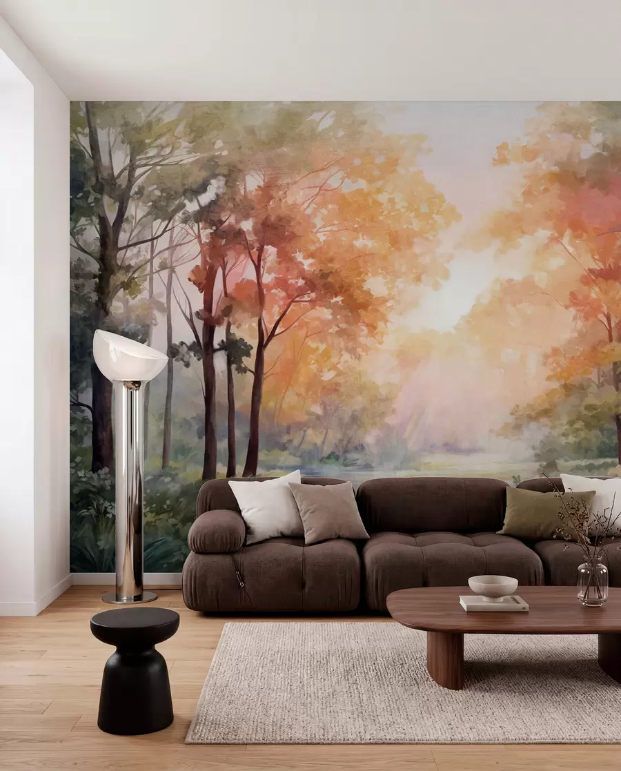 murales de pared Bosque en luz de otoño w09210v1