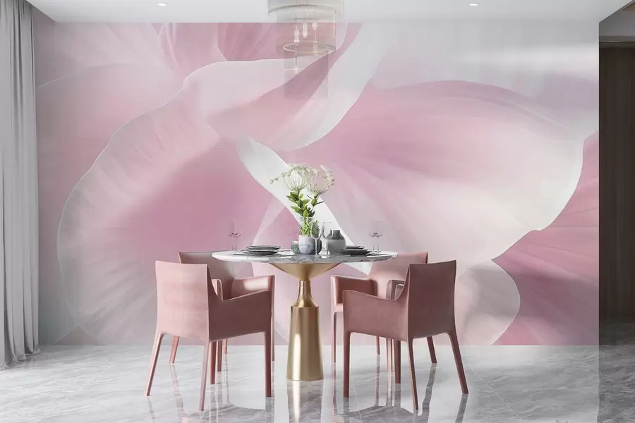 murales de pared Flor abstracta texturizada con delicados pétalos, iluminación suave, composición elegante, estética minimalista w09211v1