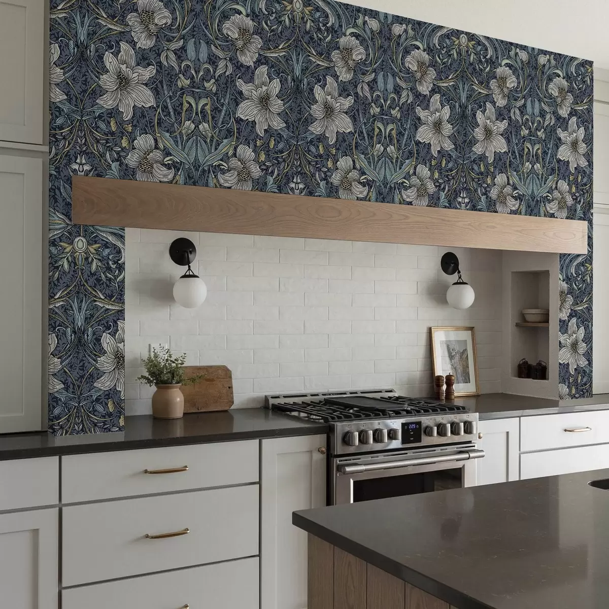 Papel pintado Adorno floral clásico al estilo de William Morris a00232