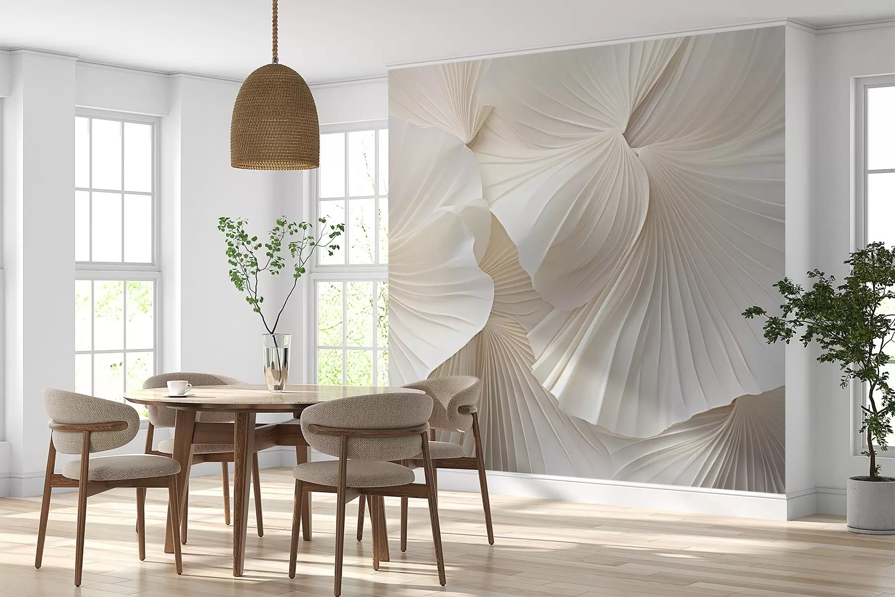 murales de pared pétalos, flores, blanco, crema, textura, ternura, decorativo w04216