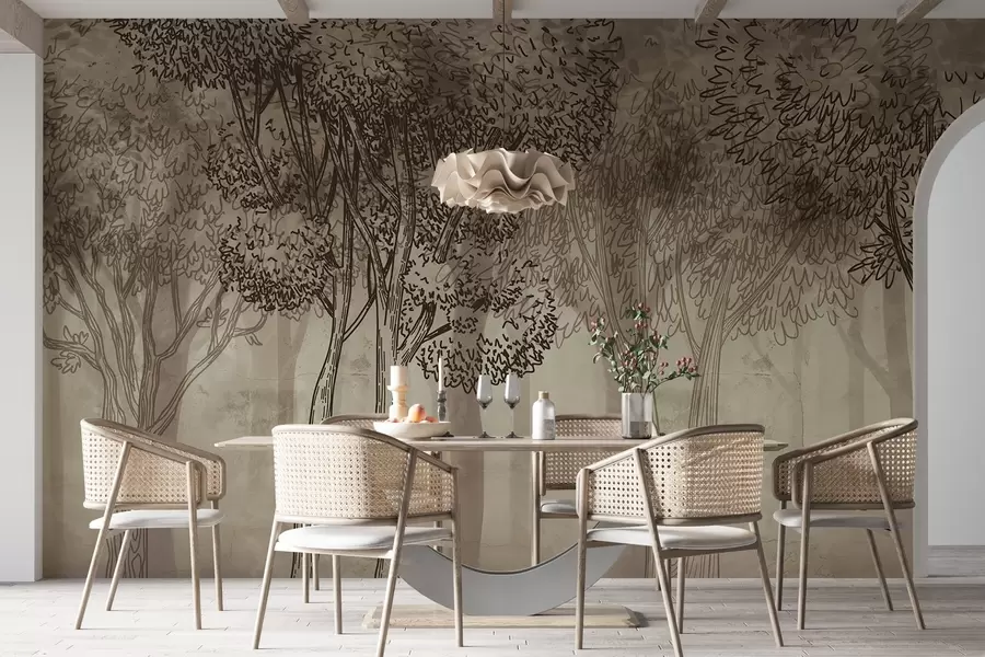 murales de pared Frondosos árboles w04251