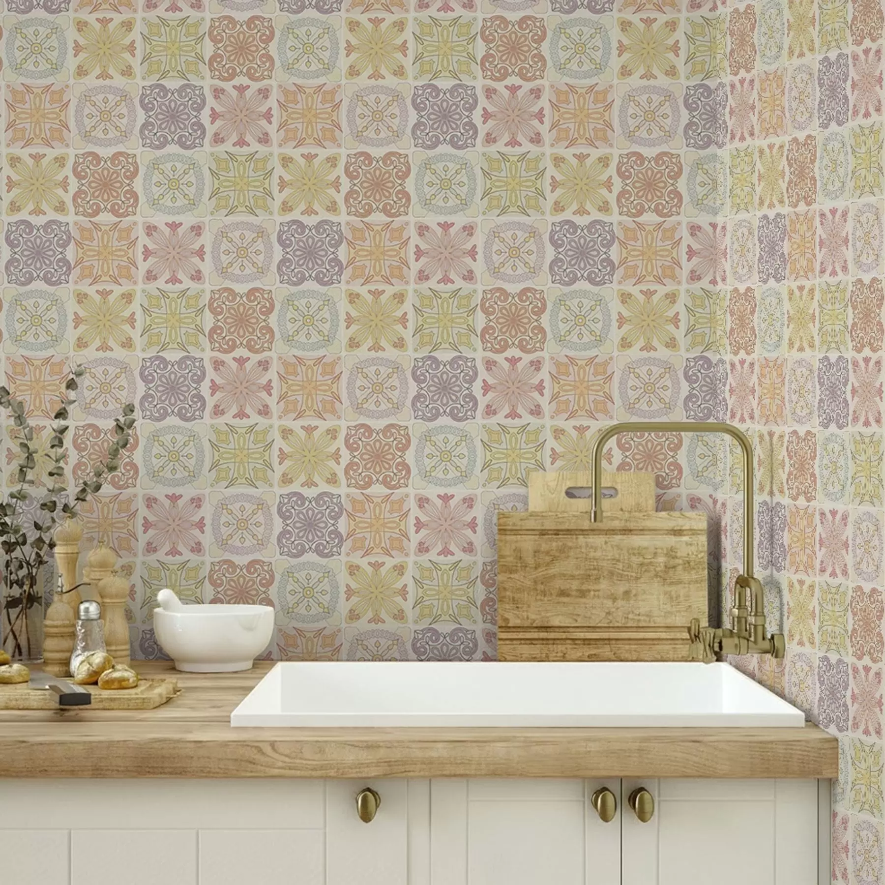 murales de pared Adornos geométricos de azulejos de colores a00284