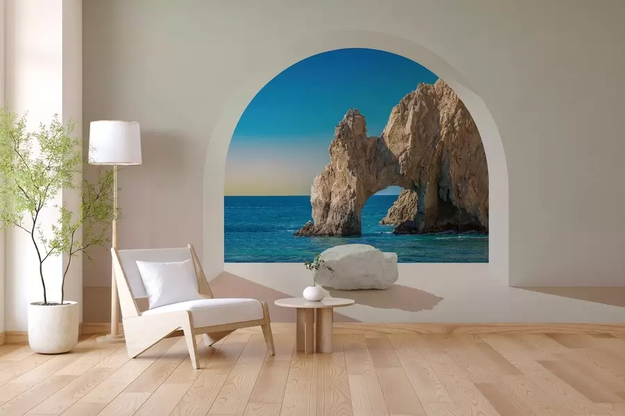 murales de pared vista del mar y la roca a través del arco w04286