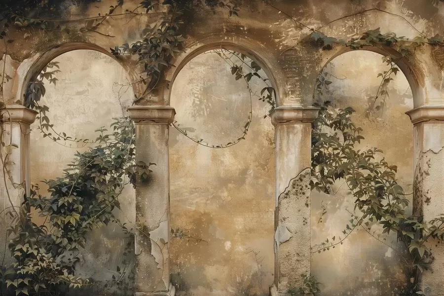 murales de pared arcos retro tintados con hiedra w04304