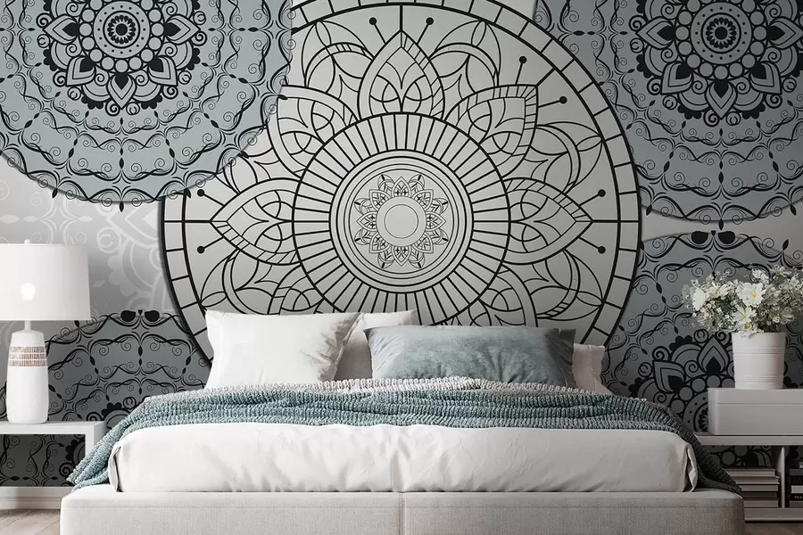 murales de pared Mandala en tonos claros w09182