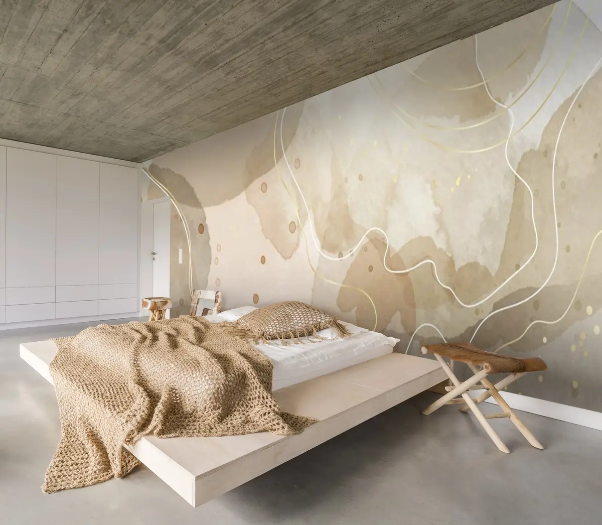 murales de pared Patrón de acuarela en estilo boho con venas u71771