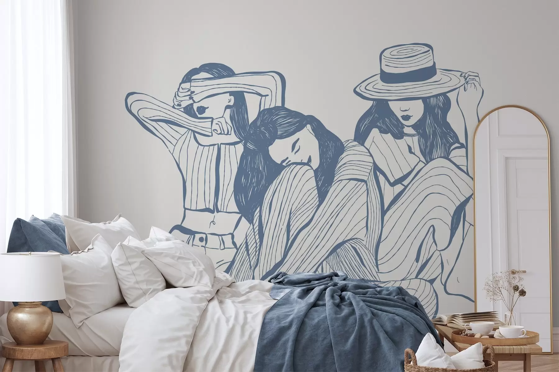 murales de pared Chicas tonos azules w04384v1