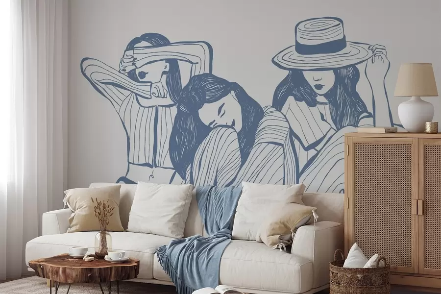murales de pared Chicas tonos azules w04384v1