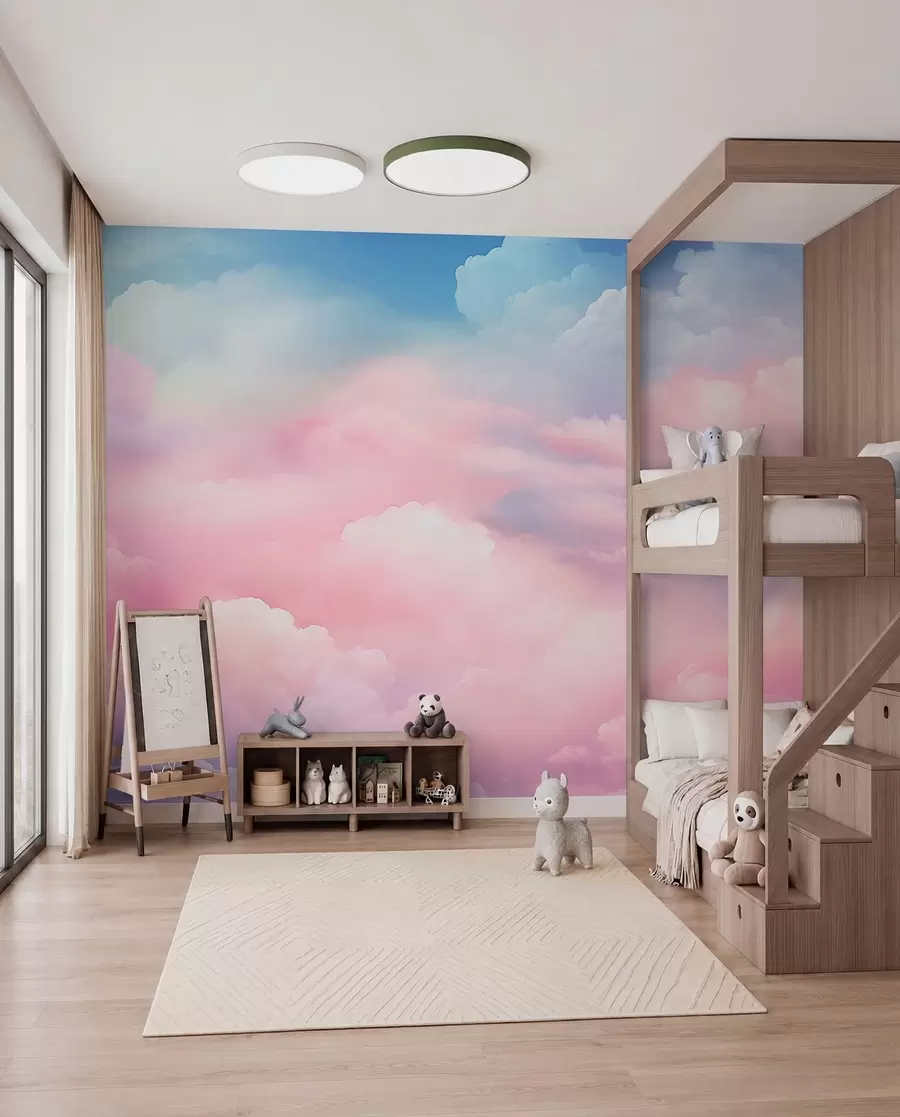 murales de pared Nubes rosa caramelo w04387